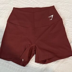 Gymshark Burgundy High-Waisted Athletic Shorts